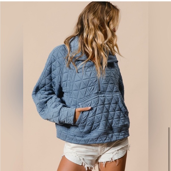 NWT BiBi Blue Quilted Soft Boutique Jacket - Picture 6 of 8